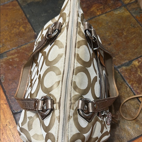 Coach Poppy beige and Metallic Shoulder Bag - Picture 4 of 11